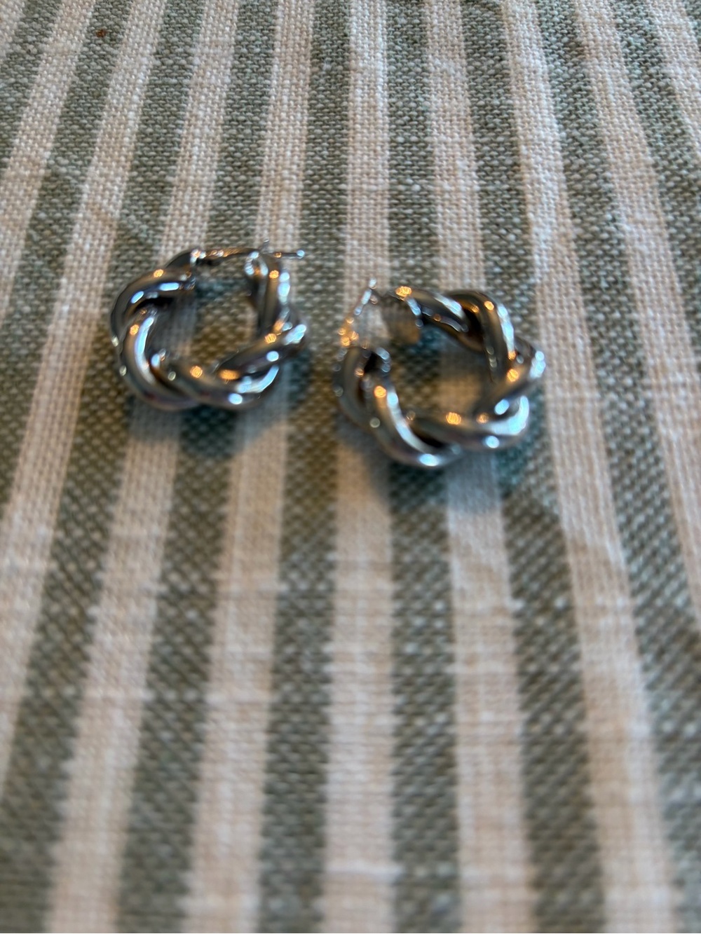 Silver Twisted Hoop Earrings - David Markstein